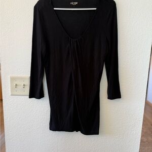 VICTOR Black Fitted Ruched 3/4 Sleeve Blouse